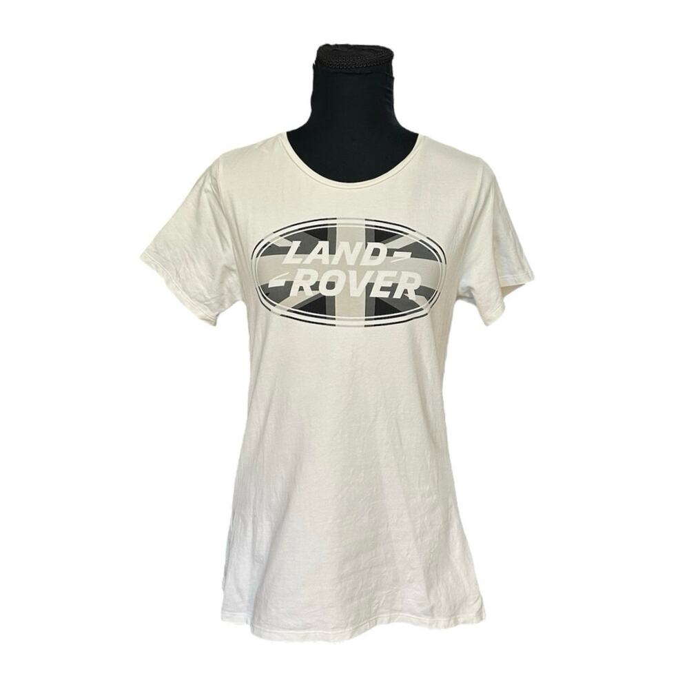 Land Rover White Union Jack Logo Cotton T-Shirt Size S